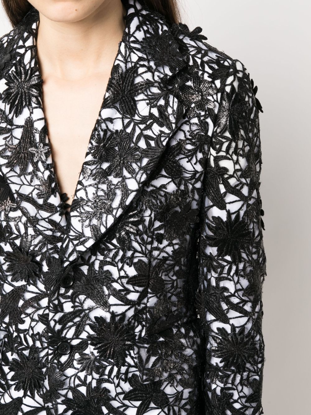 floral-lace single-breasted blazer - 5