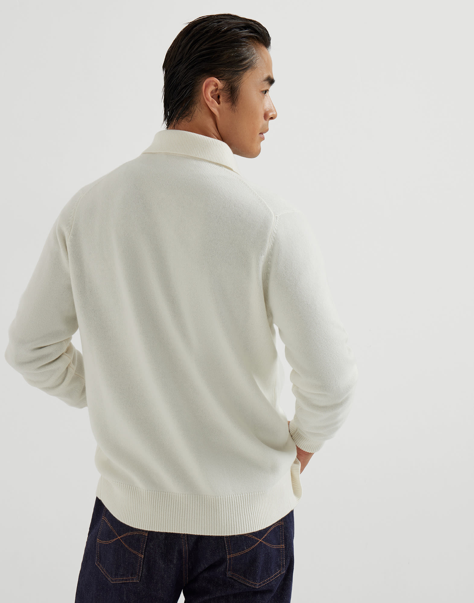 Cashmere shirt-style cardigan with chest pockets - 2
