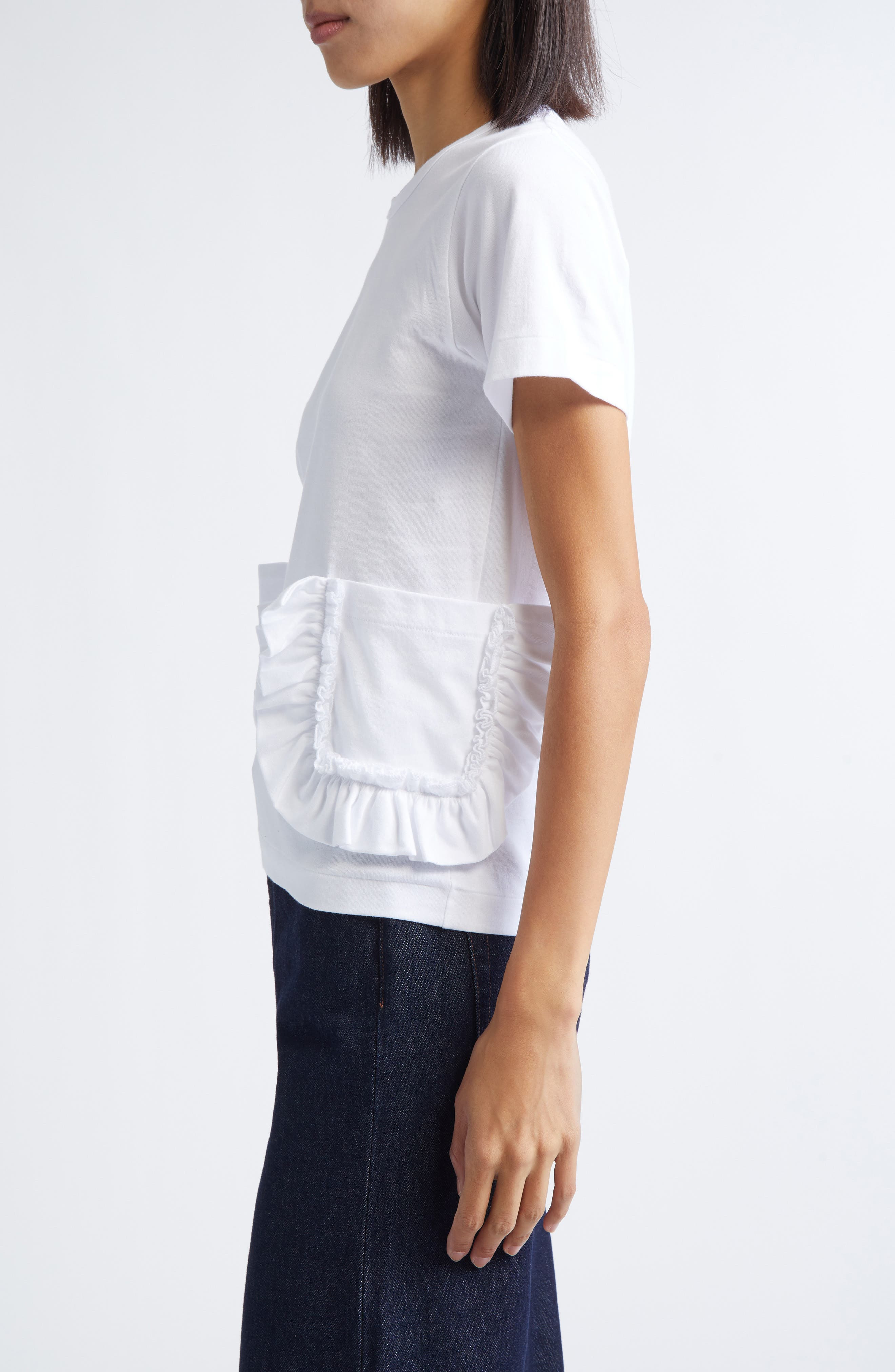 Comme des Garçons Girl Ruffle Pocket Jersey T-Shirt in White at Nordstrom - 3