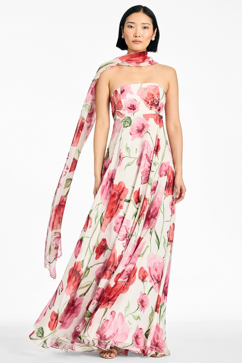 EMMY SCARF - GRANDE WATERCOLOR POPPIES 4