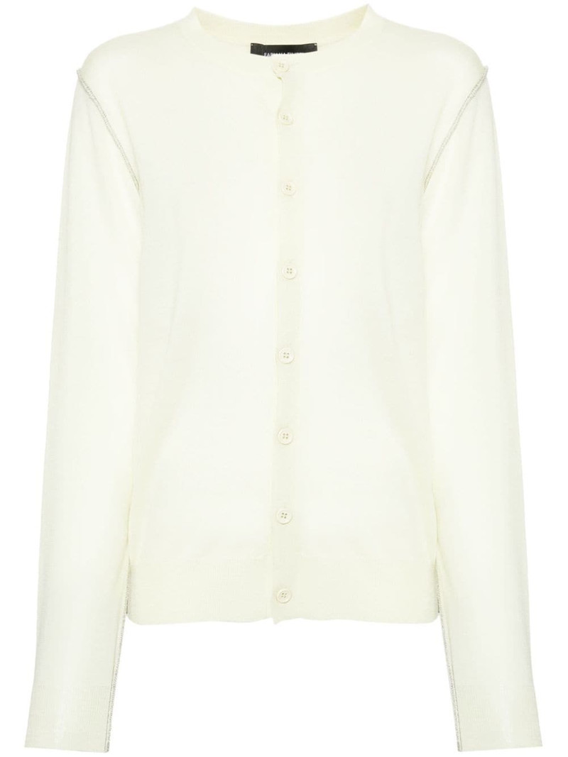 metallic-threading wool cardigan 1