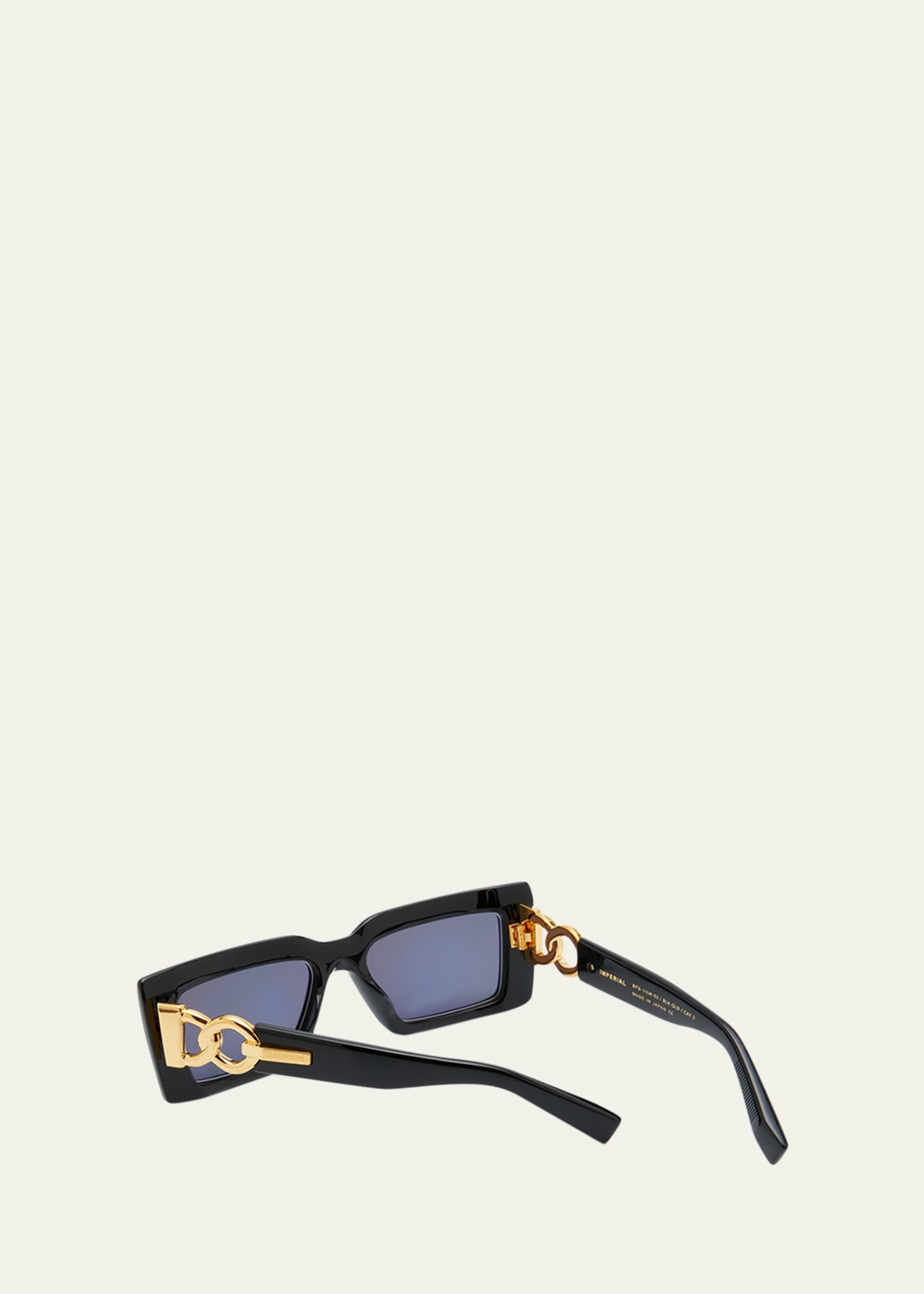 Imperial Black Acetate & Titanium Rectangle Sunglasses - 3