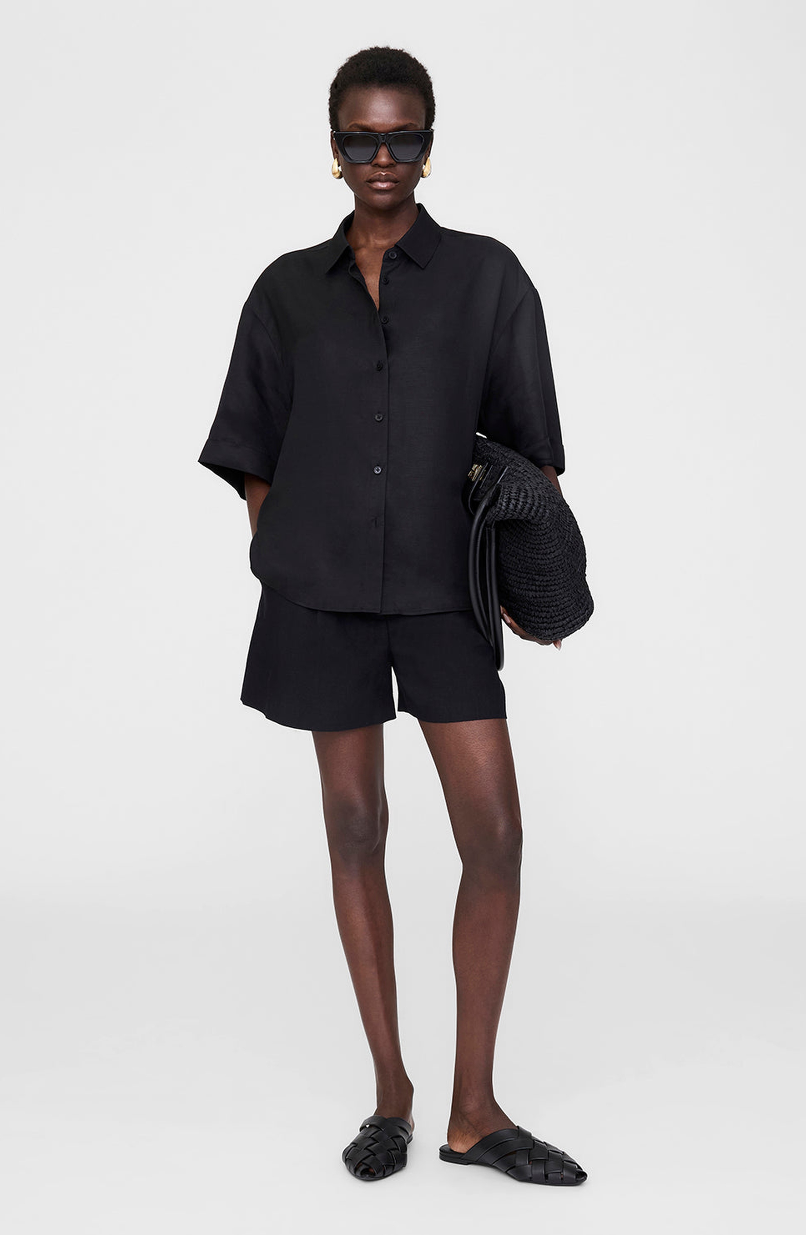 ANINE BING Coco Shirt in Black at Nordstrom - 2