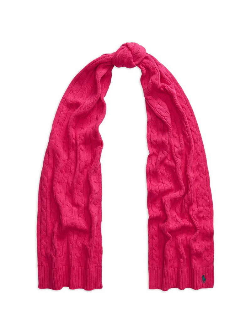 cable-knit embroidered-logo scarf 1
