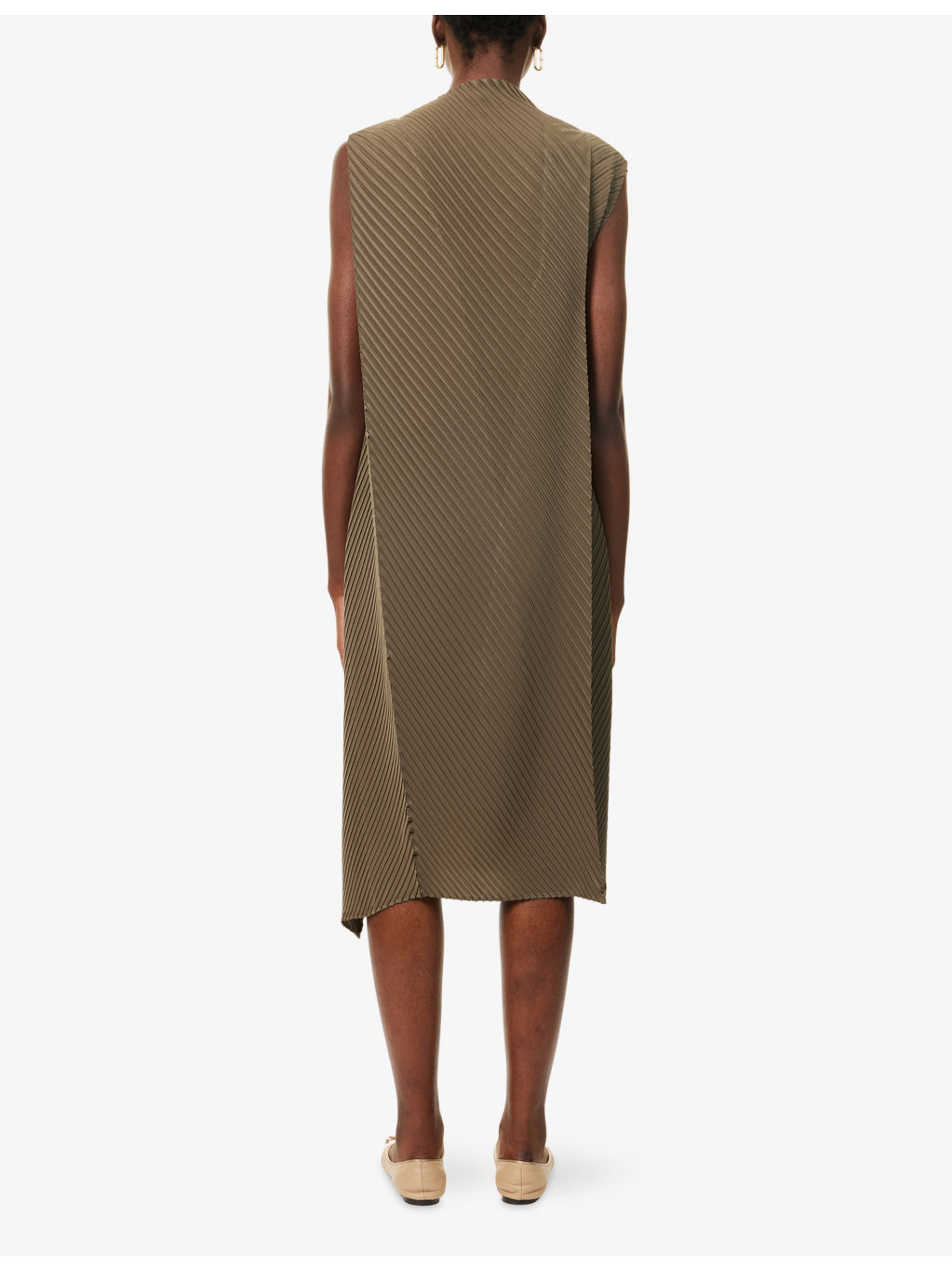 Soft Fold Pleats Knitted Knee-Length Dress - 4