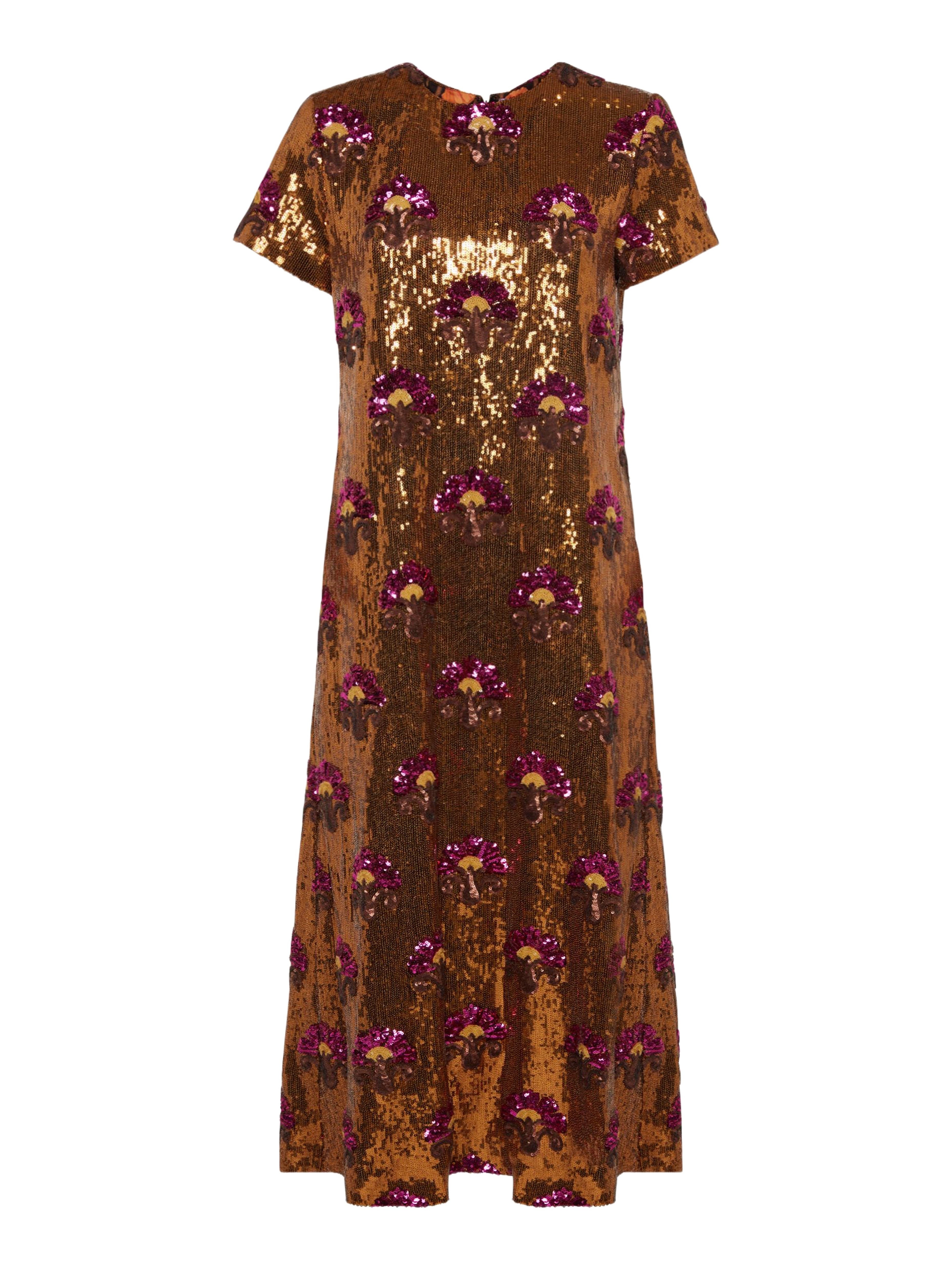 La DoubleJ Super Swing Dress Textured Sequins Rust at Nordstrom - 2