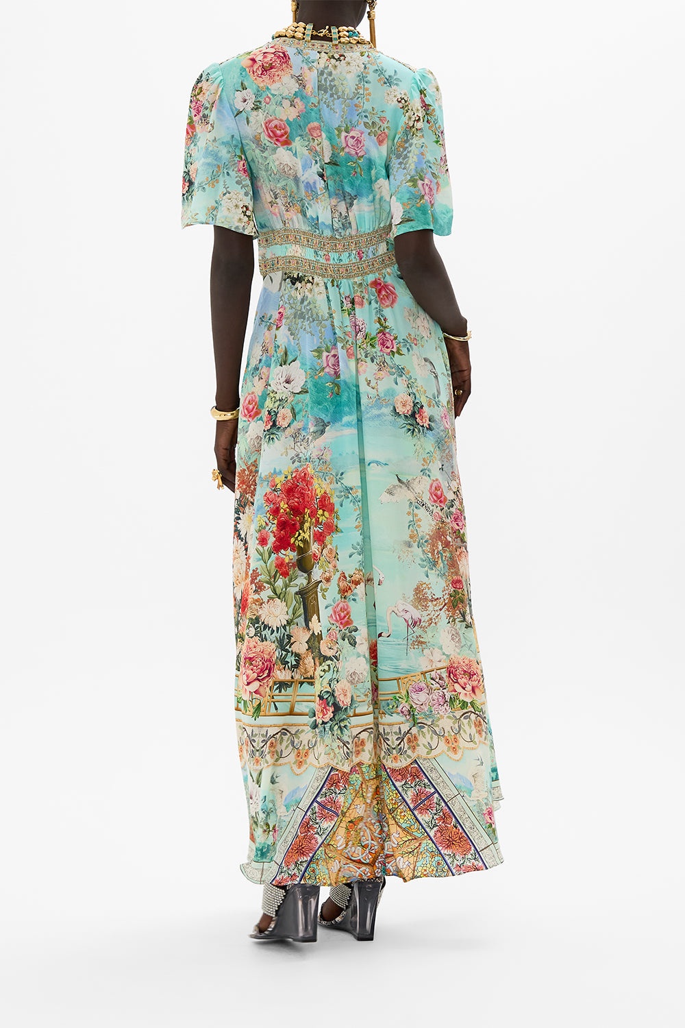 SHAPED WAISTBAND DRESS WITH FLUTTER SLEEVES - 3