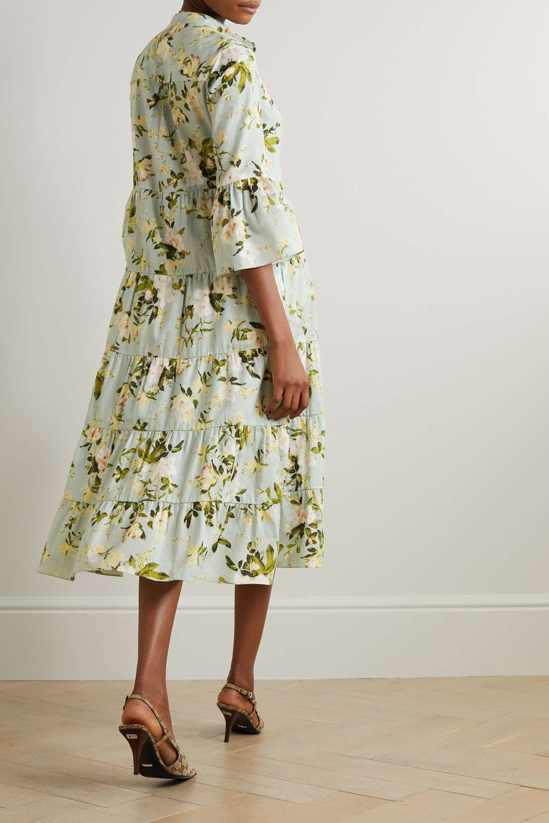 Panthea tiered floral-print cotton midi shirt dress 3