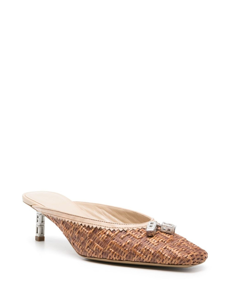 GCDS monogram-embossed 60mm raffia mules outlook