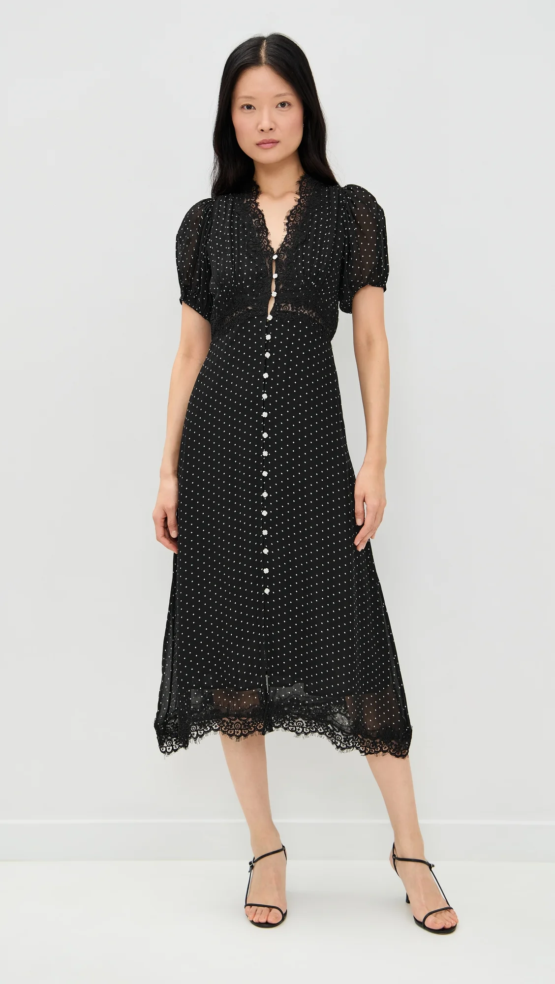 Melody Polka-Dot Puff Sleeve Dress - 1
