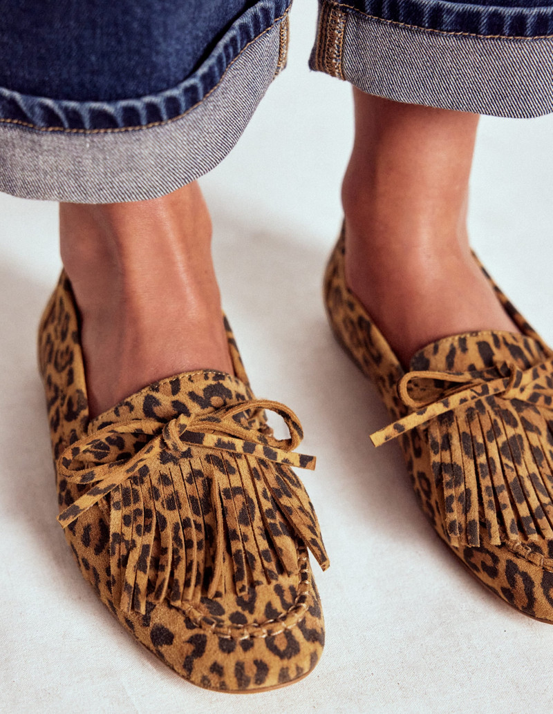 BODEN Soft Tassel Deck Shoes-Leopard outlook
