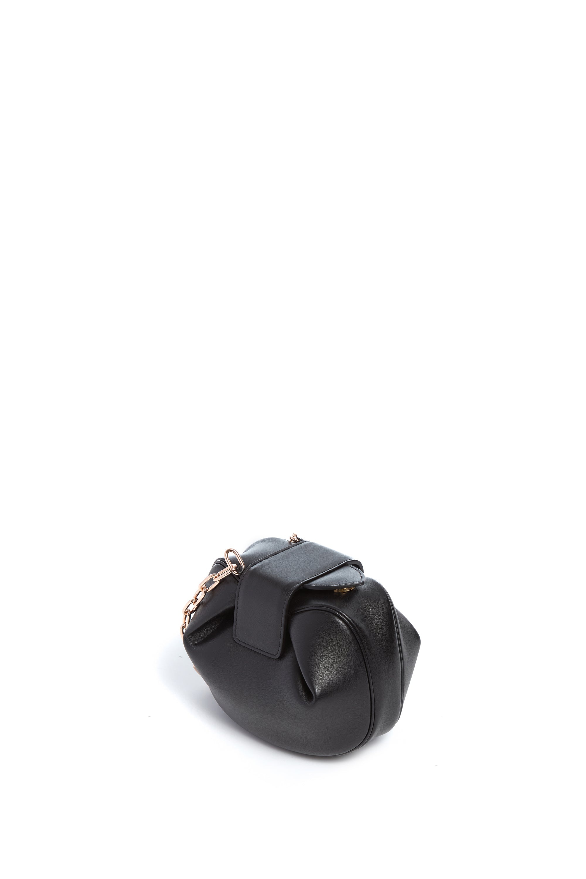 Soft Demi Clutch with Chain in Black Nappa Leather - 3