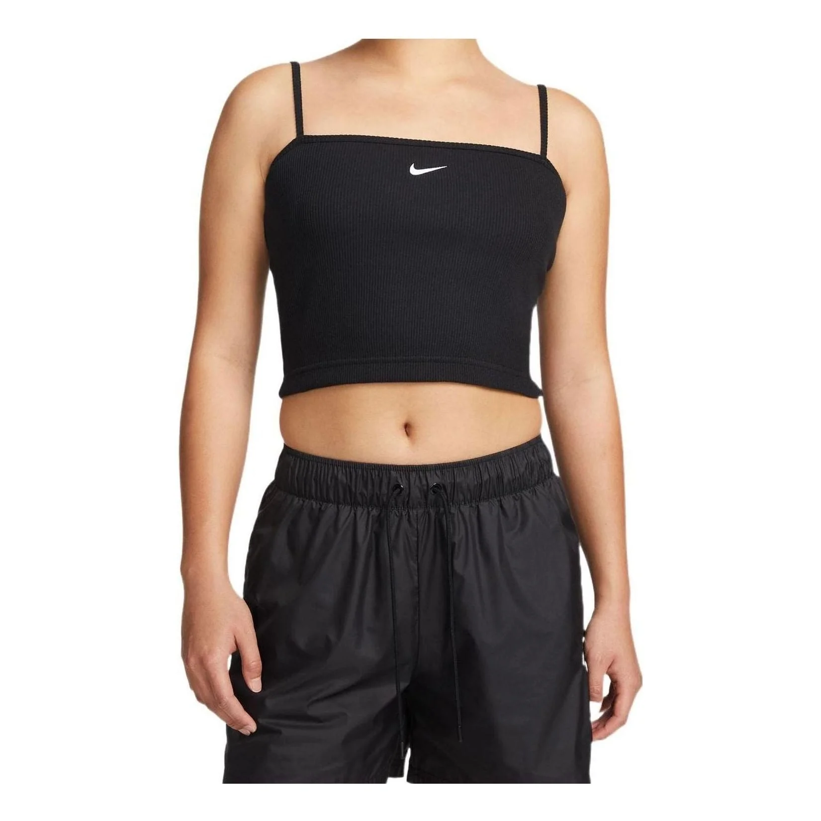 (WMNS) Nike Sportswear Essentials Rib Crop Top 'Black' DM6738-010 - 1