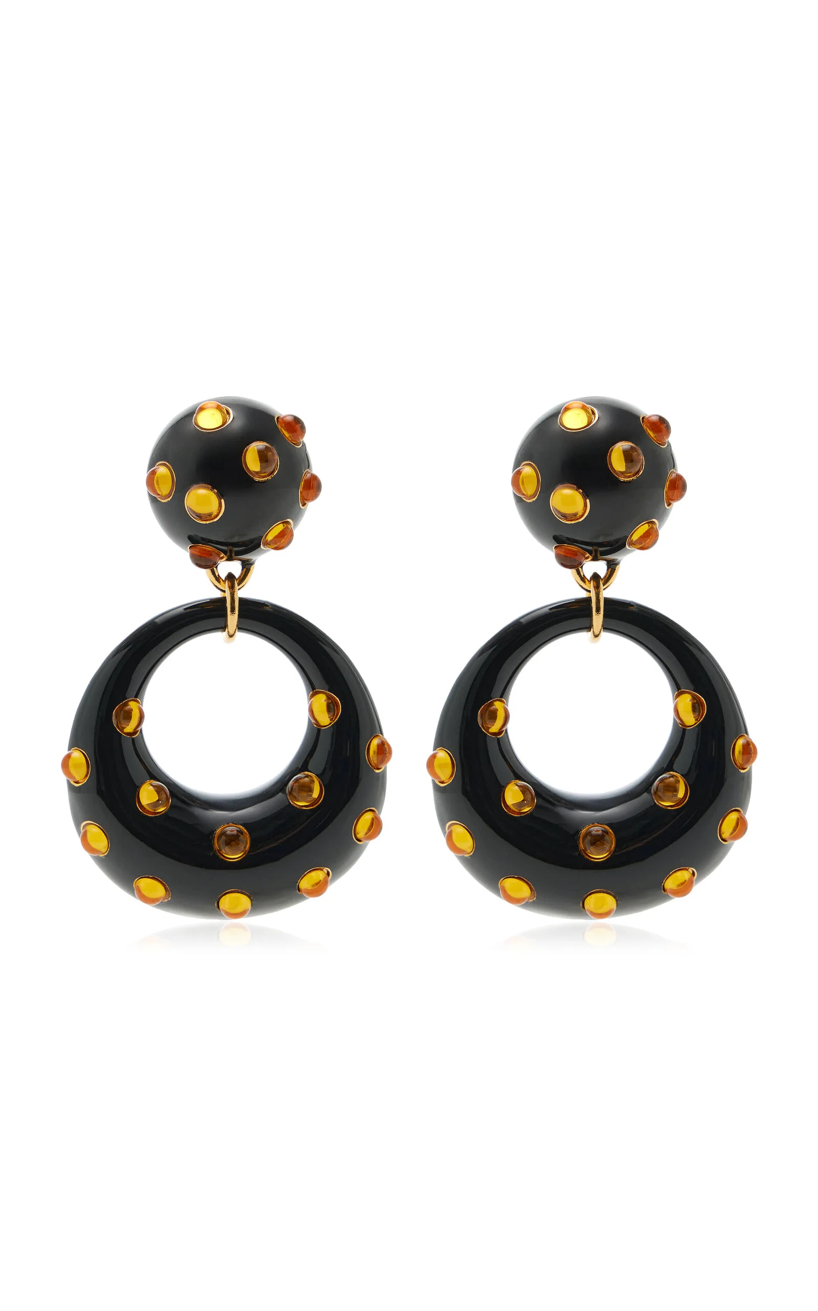 Cabochon Enamel Drop Earrings black - 1