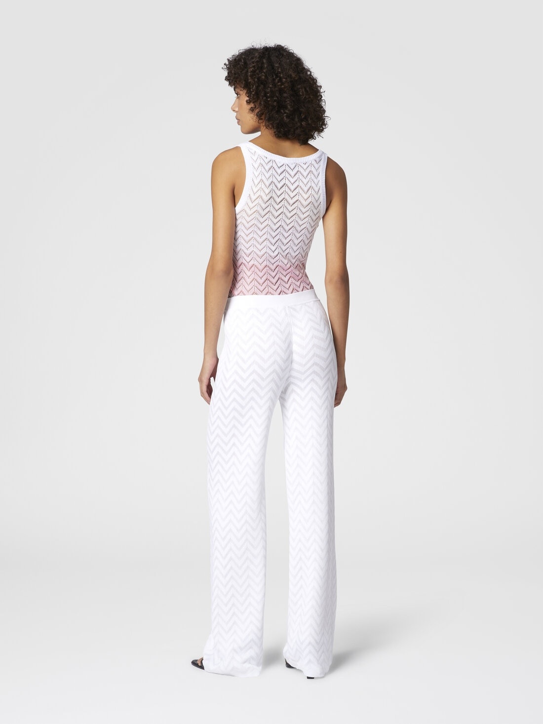 Tonal chevron pattern straight trousers - 3
