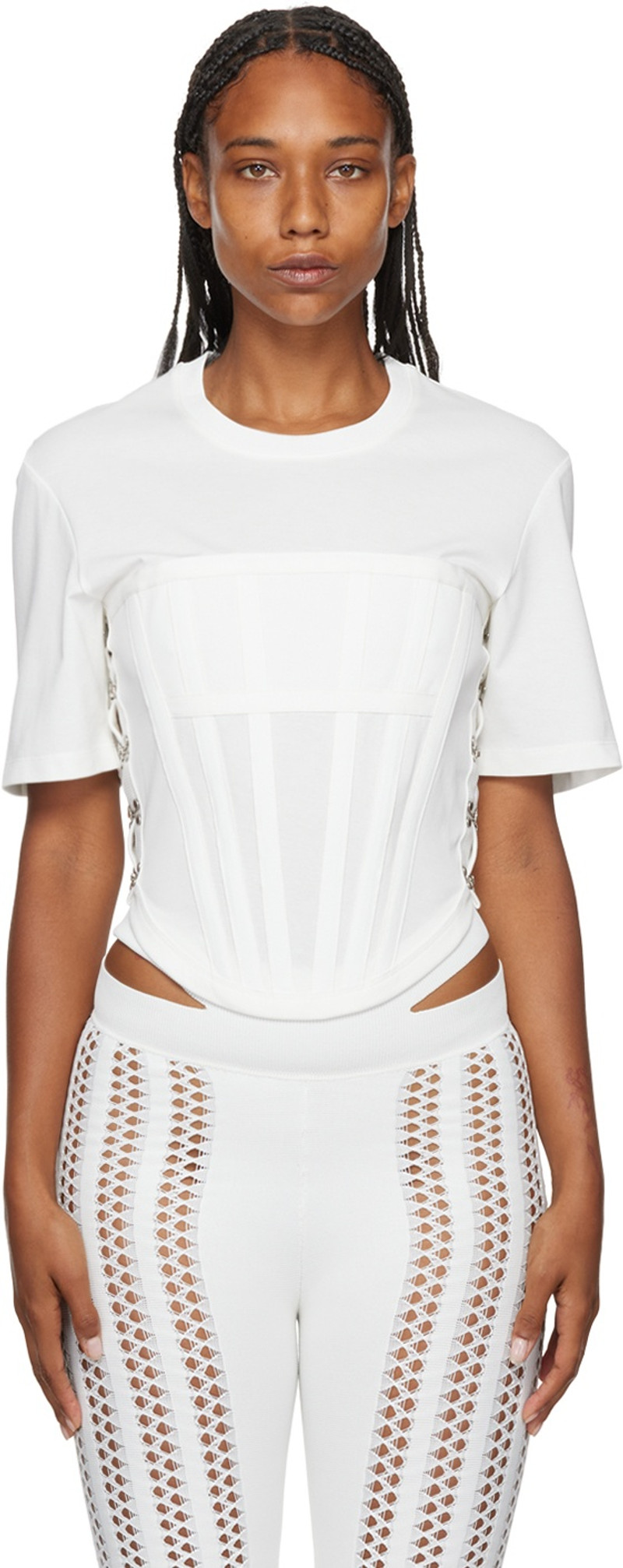 Dion Lee White Corset T-Shirt outlook