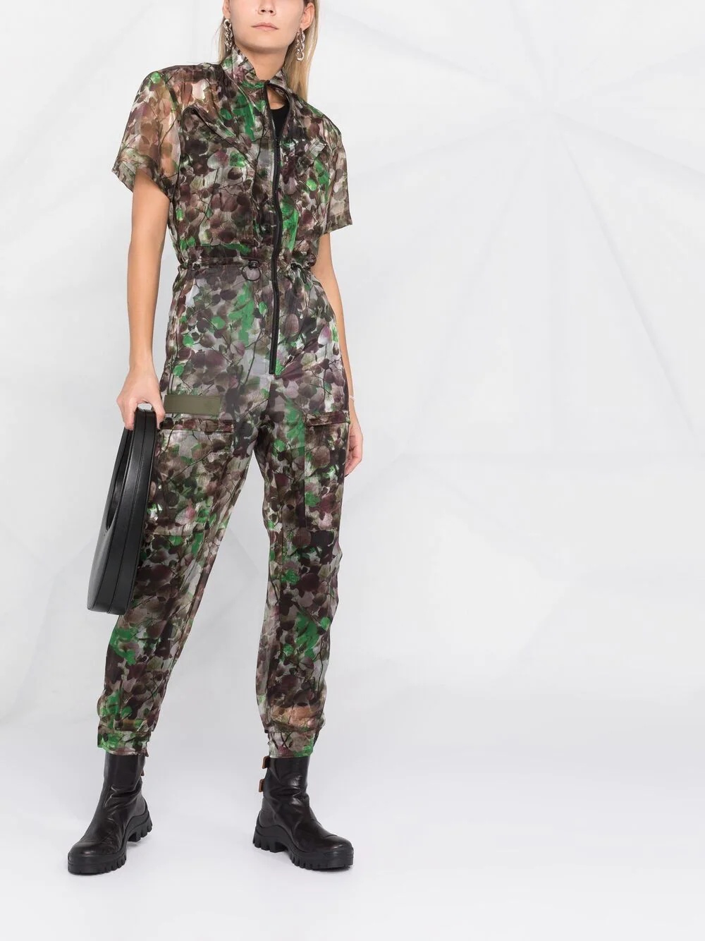 Blossom camouflage-print tapered jumpsuit - 2