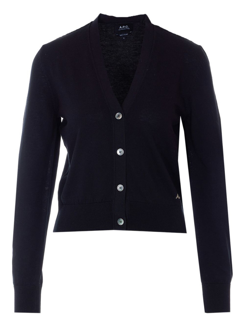 embroidered-logo cardigan 1