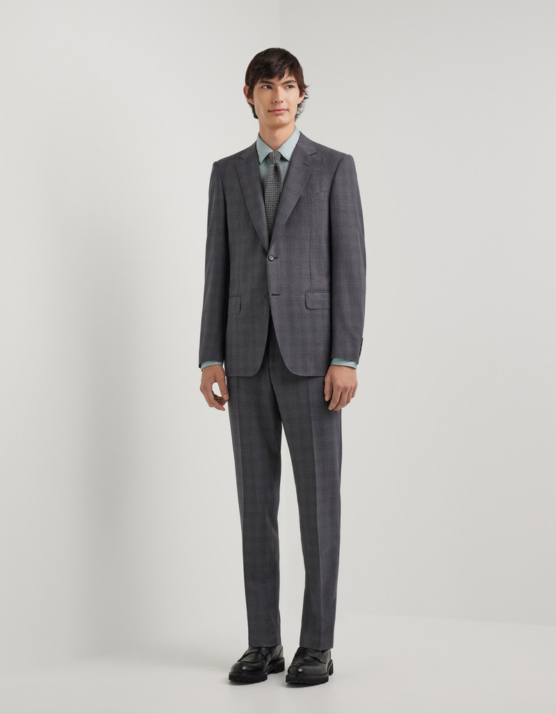 GRAY AND GREEN BRIANZA REGULAR-FIT SUIT IN PURE WOOL 3