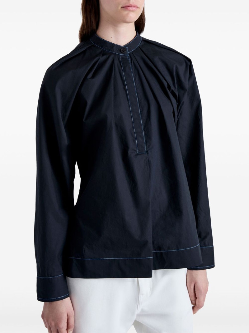 pleated mock-neck poplin shirt 6