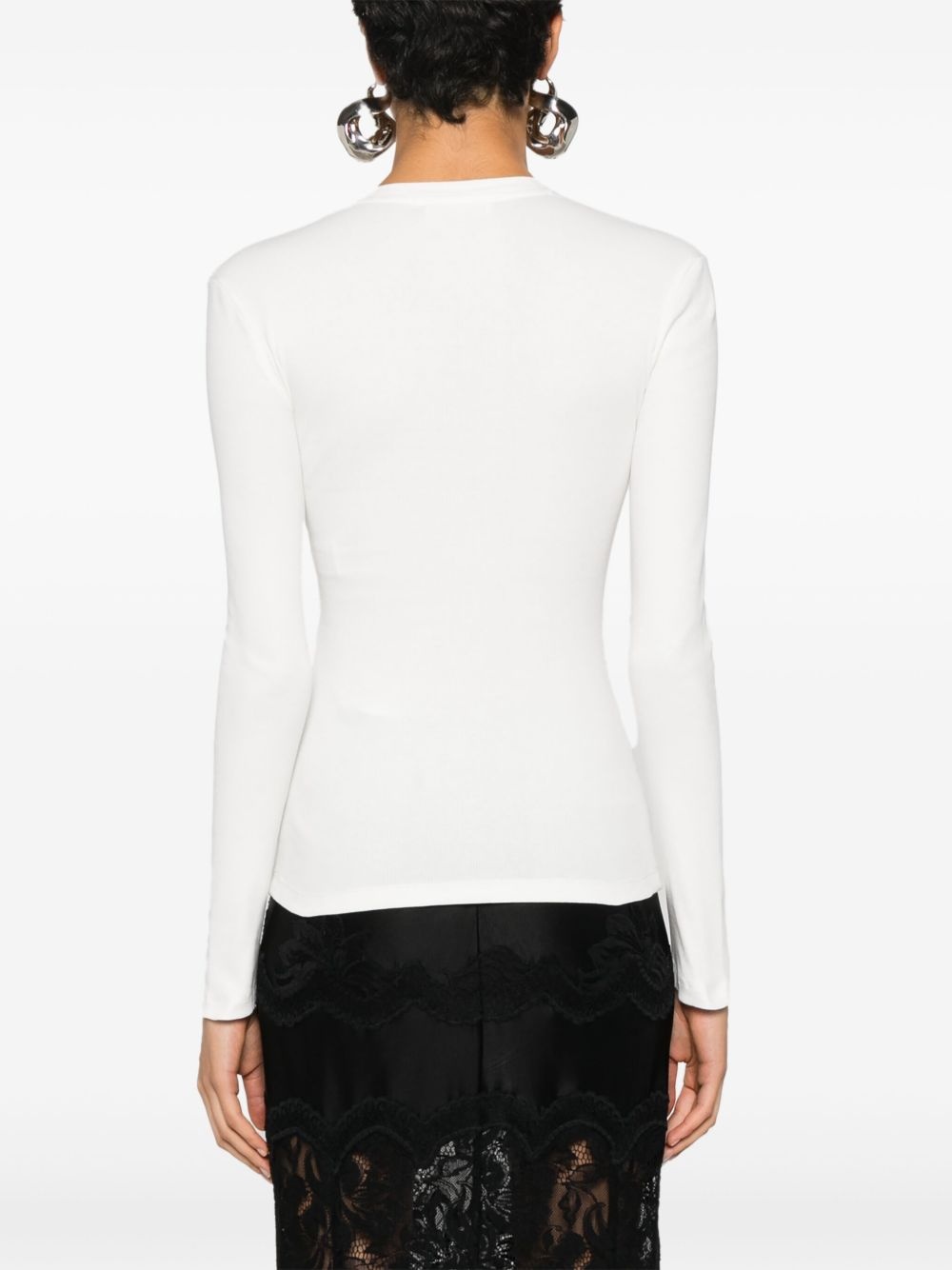 fine-ribbed lace-up top - 4