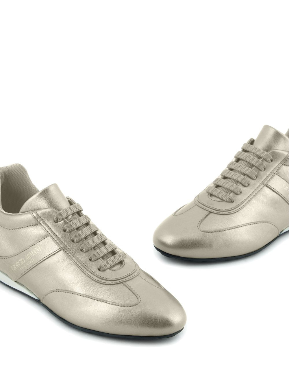 lamé-effect leather sneakers - 5