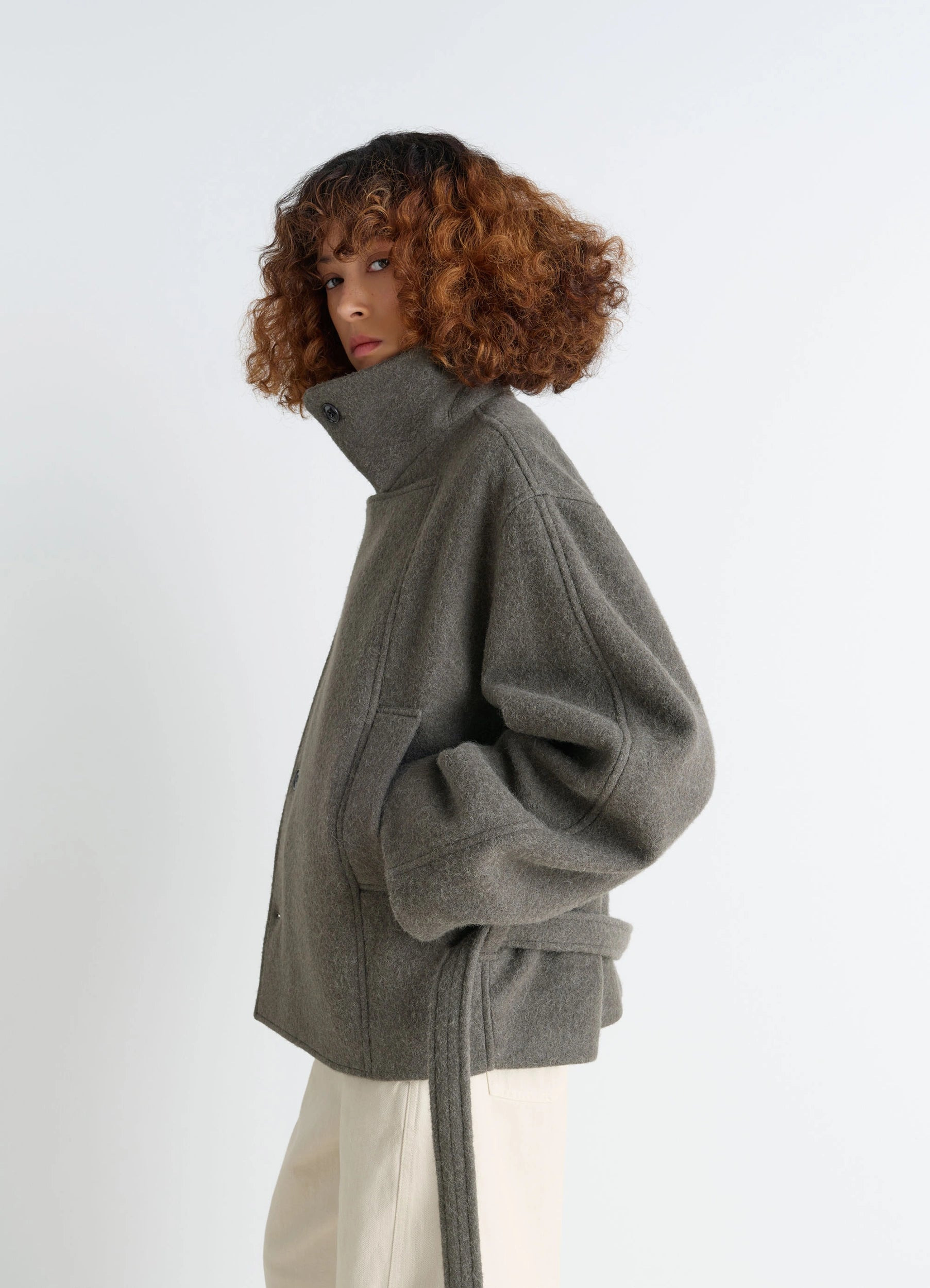SHORT ASYMMETRICAL BATHROBE COAT - 4