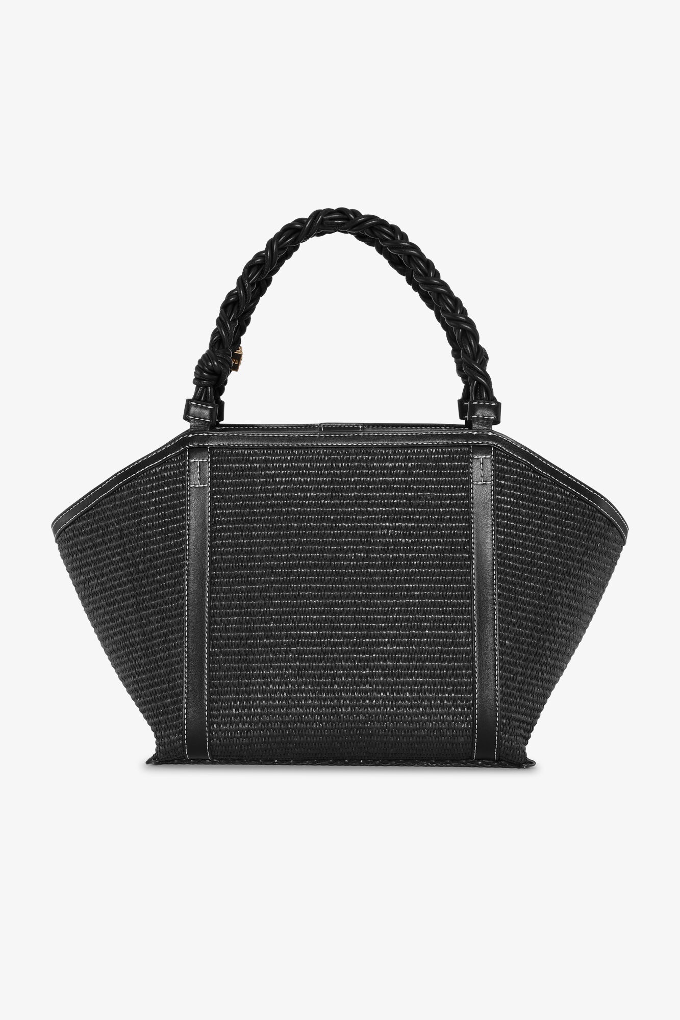 BLACK GANNI BOU MEDIUM TOTE RAFFIA BAG 2