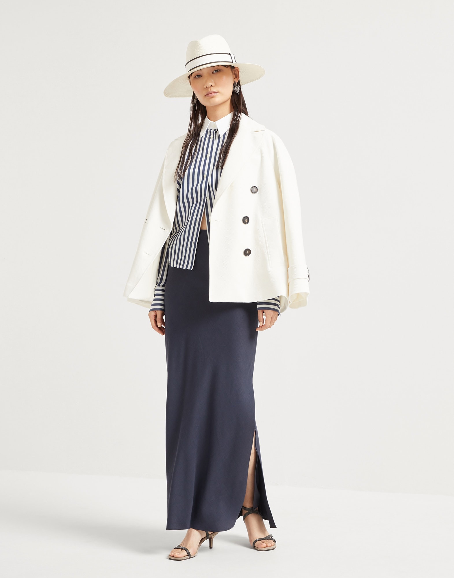 スカート Brunello Cucinelli Fluid Bias-Cut Long Skirt In Twill BRUNELLO CUCINELLI - Fluid Twill Long Skirt Brunello Cucinelli