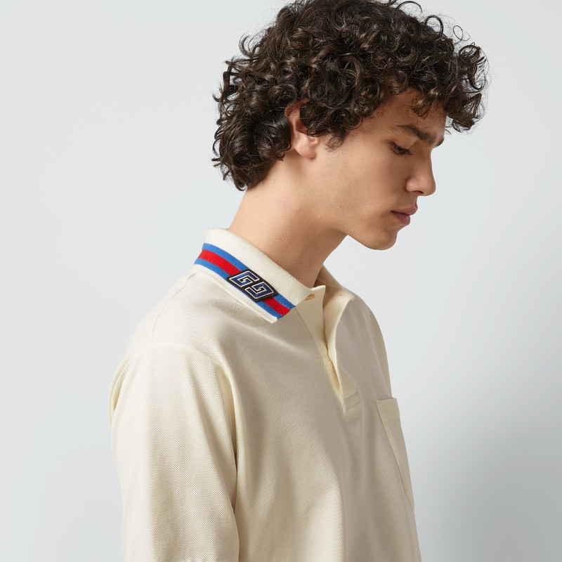 Cotton piquet polo with Square GG 3