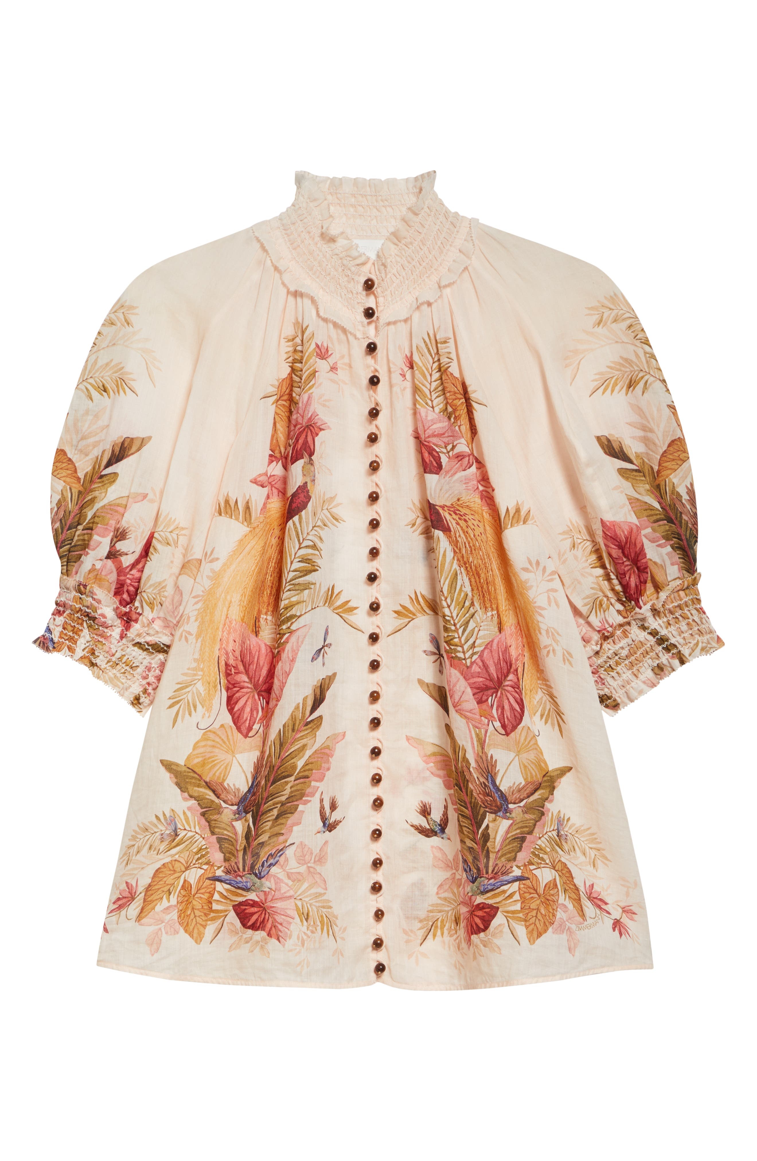 Zimmermann Ascension Billow Puff Sleeve Top in Cream Palm Floral at Nordstrom - 6