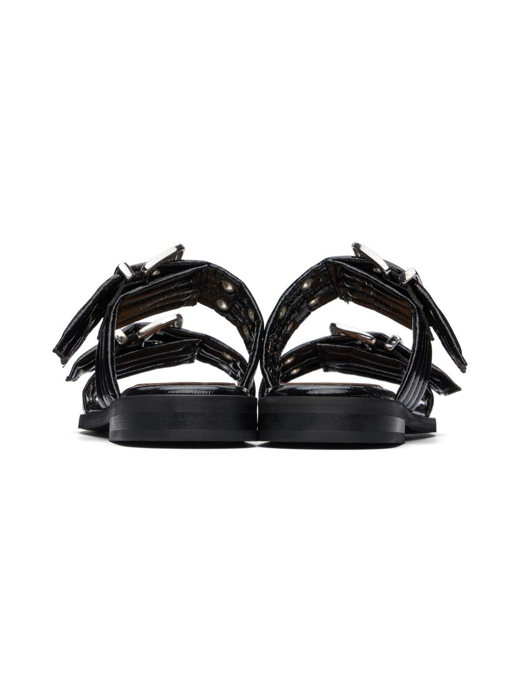 Black Feminine Buckle Two-Strap Sandals - 2