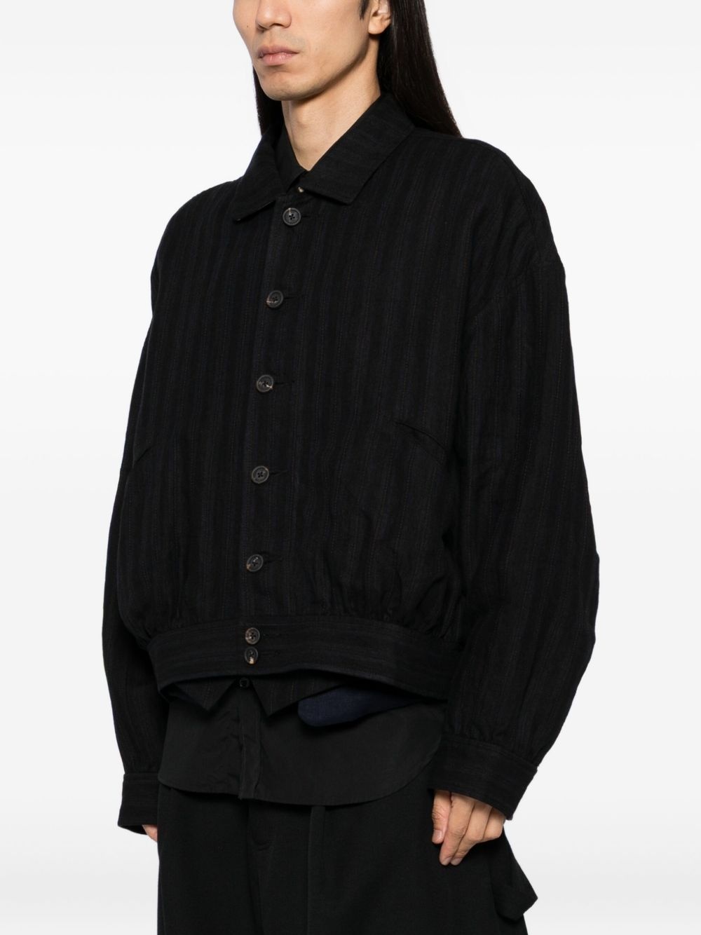 striped spread-collar jacket - 3