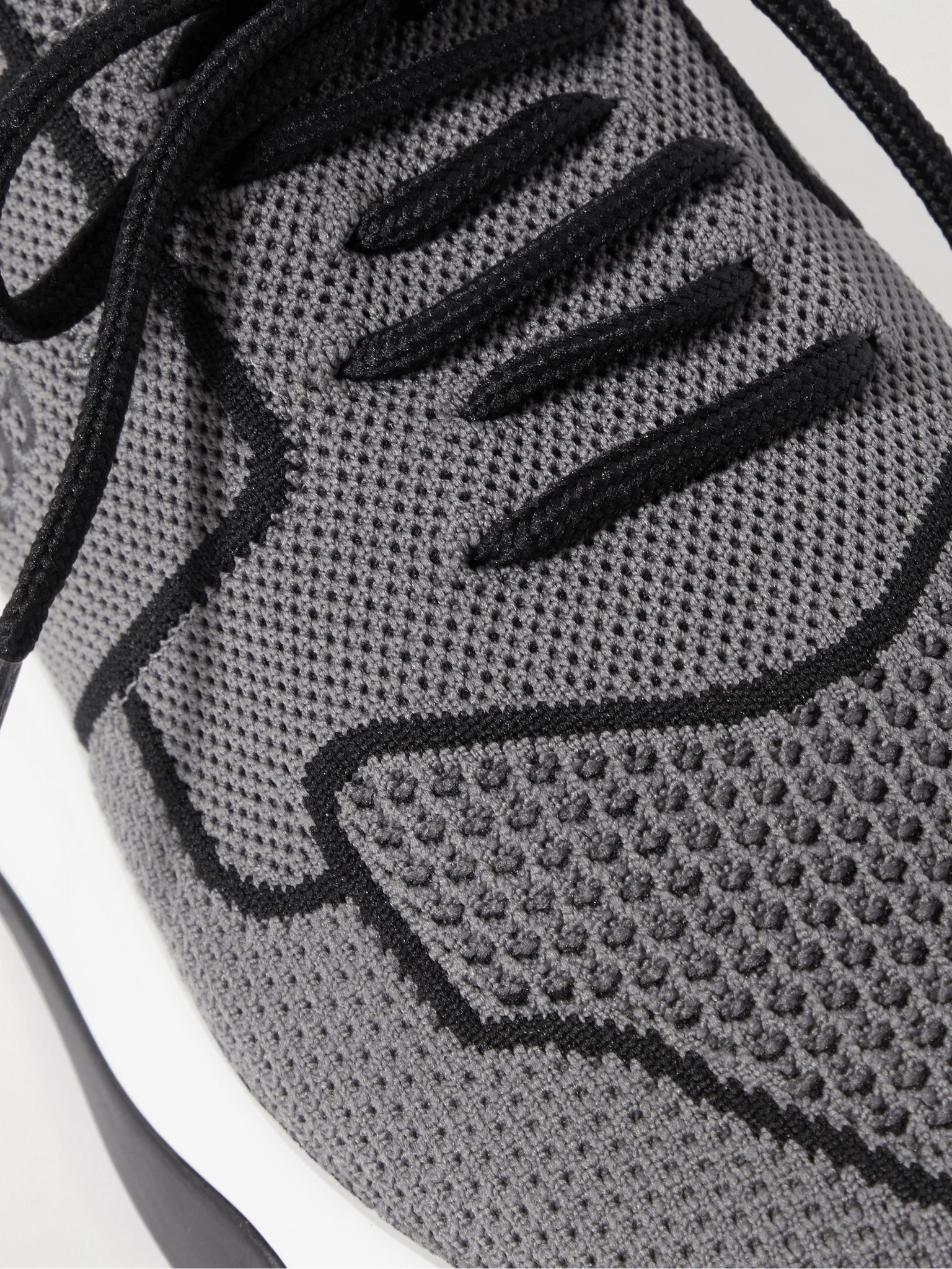 Shadow Venezia Leather-Trimmed Stretch-Knit Sneakers Gray - 6