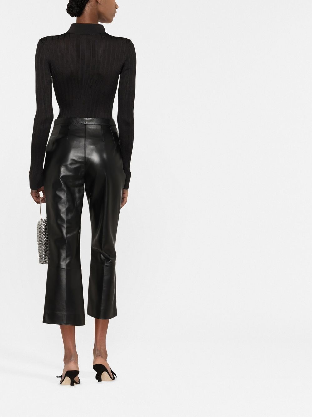 pleat-detail leather trousers - 4