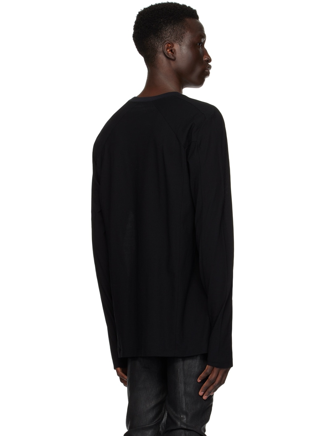 Black Paneled Long Sleeve T-Shirt - 3