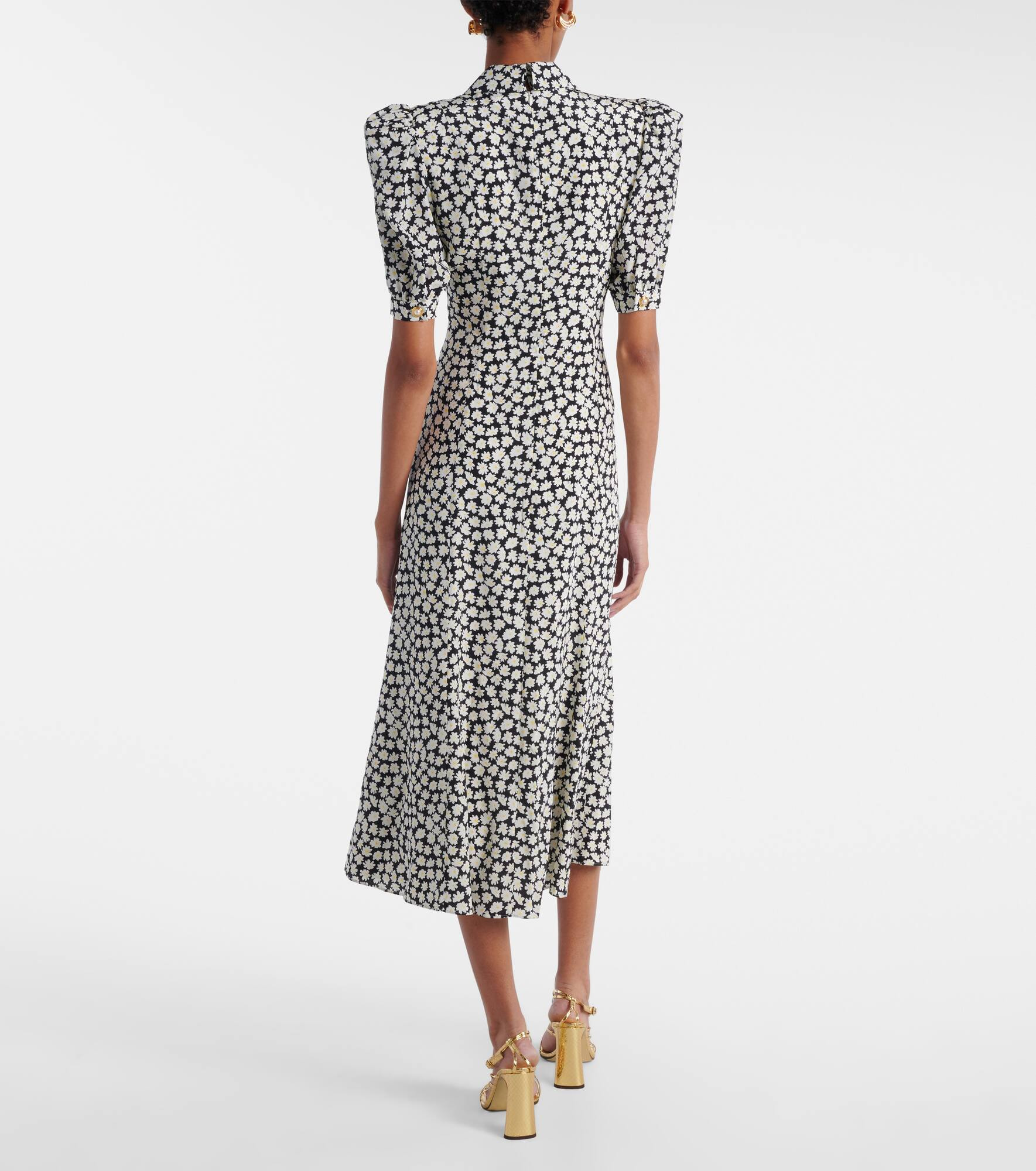 Floral printed silk midi dress - 3