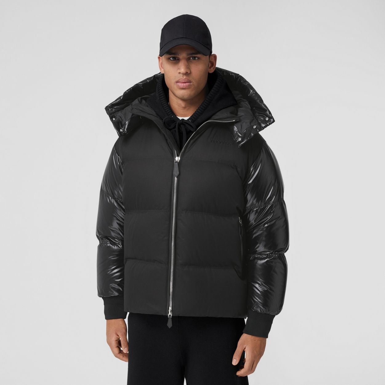 Contrast Panel Cotton Gabardine Puffer Jacket - 6