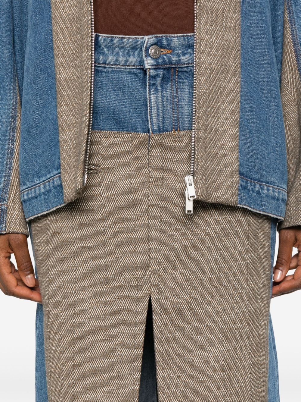 tweed denim midi skirt - 5