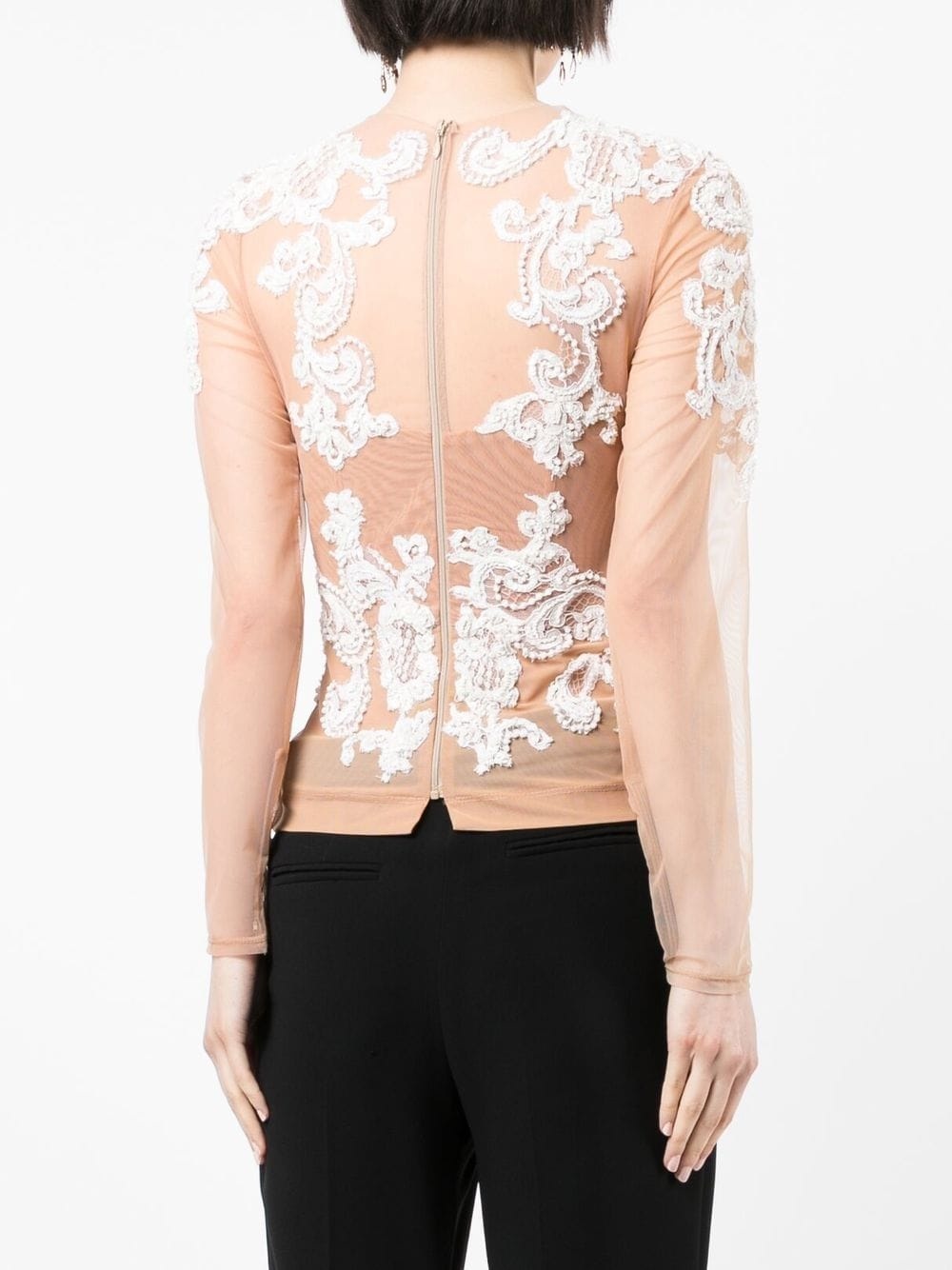 baroque-embroidered silk top - 4