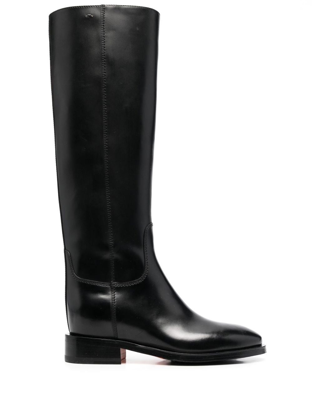 knee-length leather boots - 1