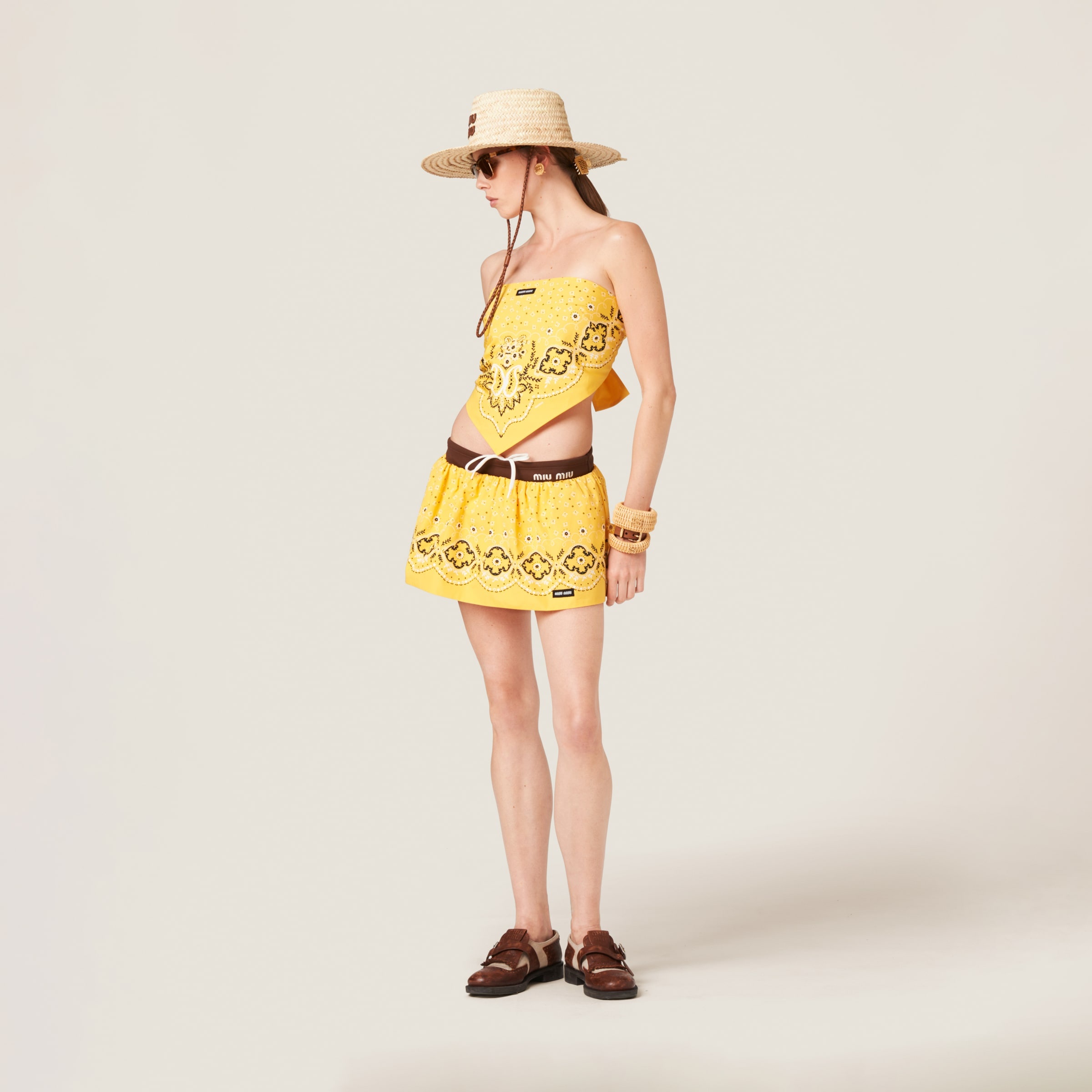 Printed poplin miniskirt - 2