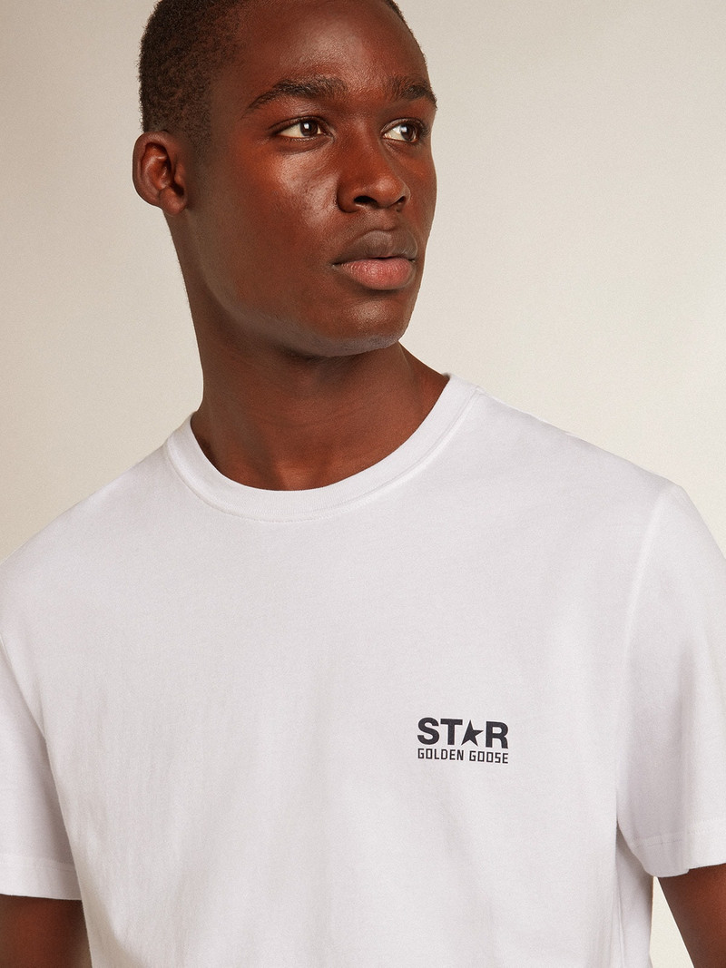 Golden Goose Men’s white T-shirt with dark blue star on the back outlook