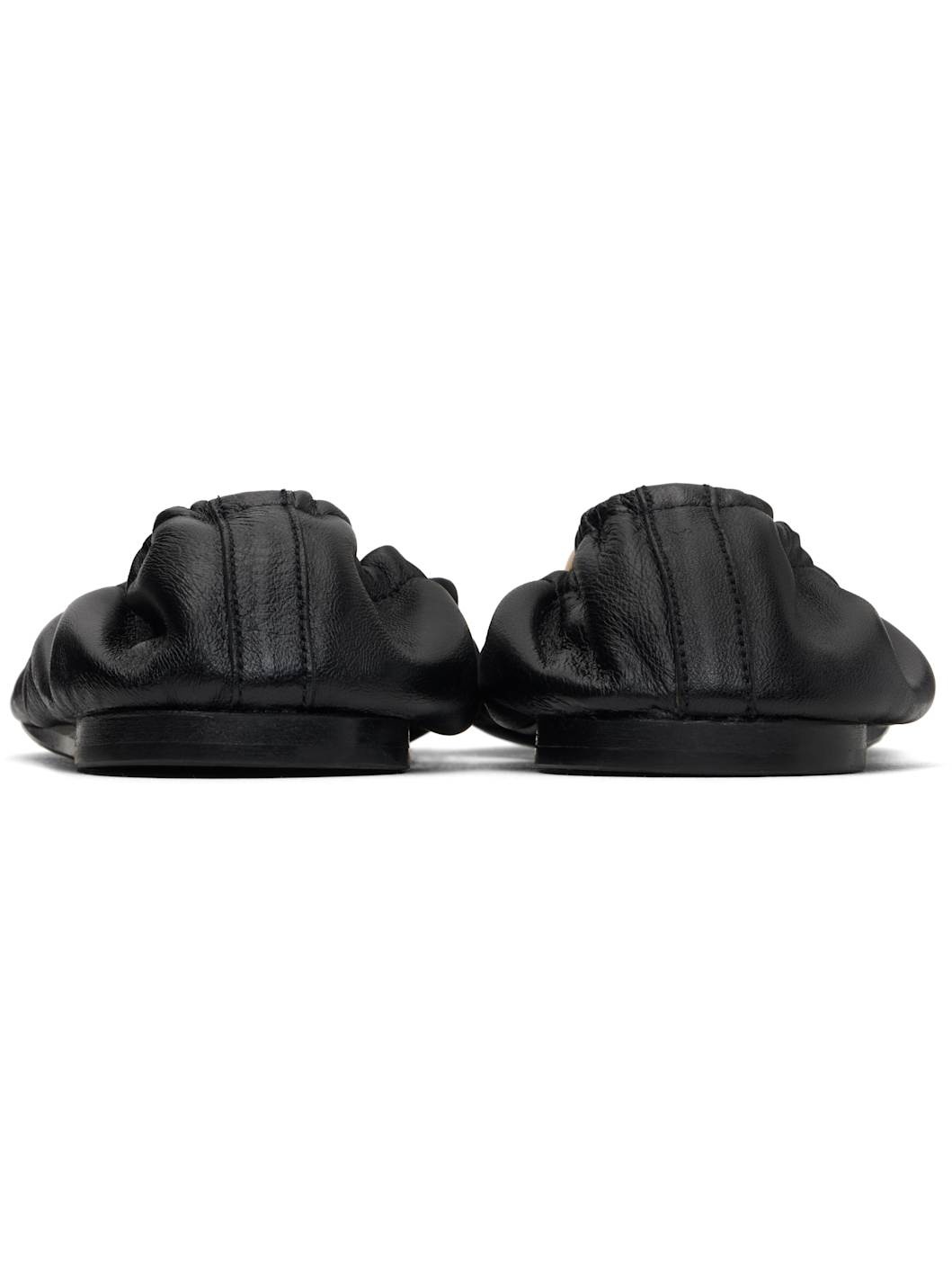 Black Embellished Pointed Toe Ballerina Flats - 2