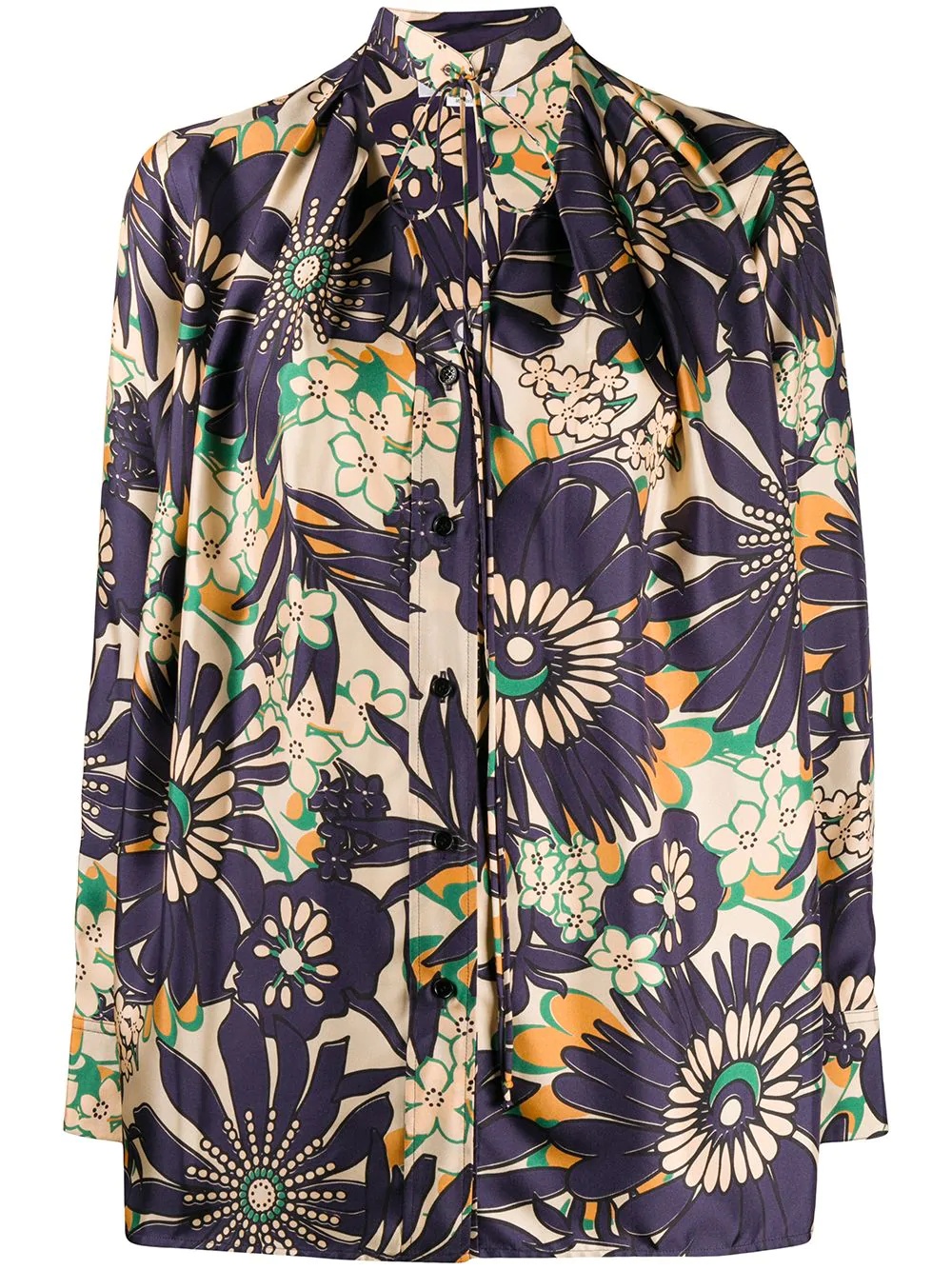 floral-print silk blouse - 1