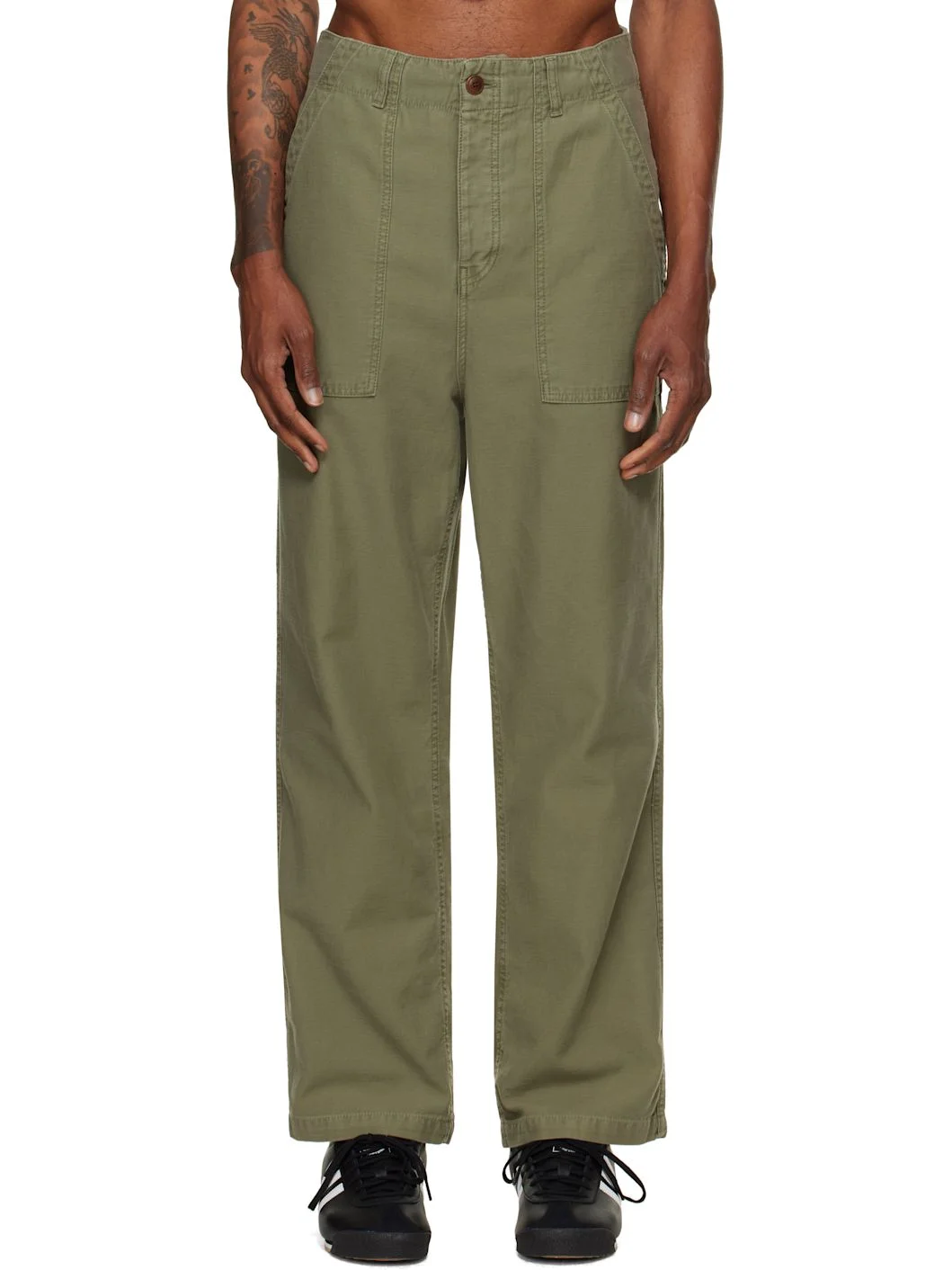 Khaki SENDO01SC Weave Canvas Fatigue Trousers - 1