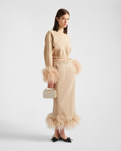 Prada Cotton fleece skirt with feather trim outlook