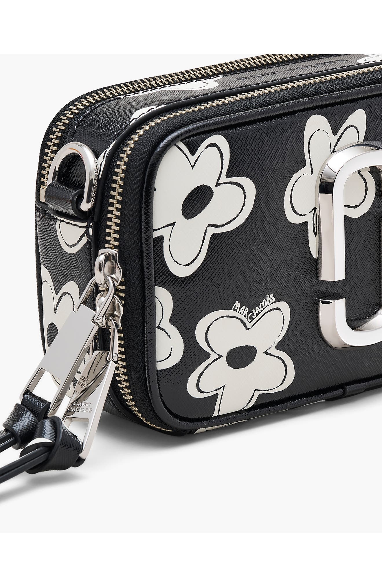 Marc Jacobs The Snapshot Daisy Leather Crossbody Bag in Black/white at Nordstrom - 8