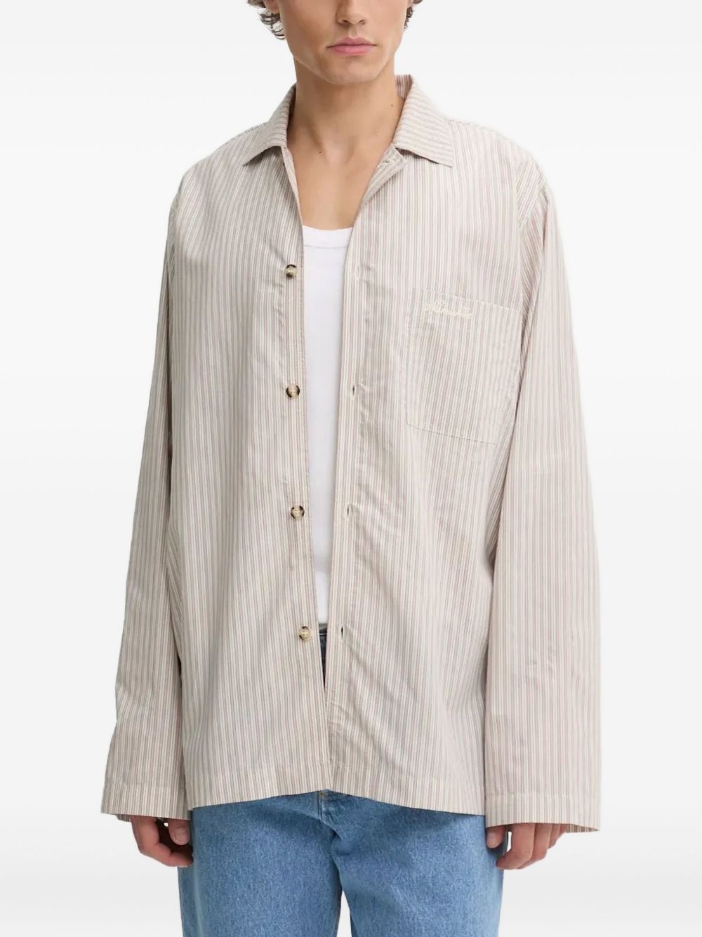 striped logo-embroidered shirt - 2