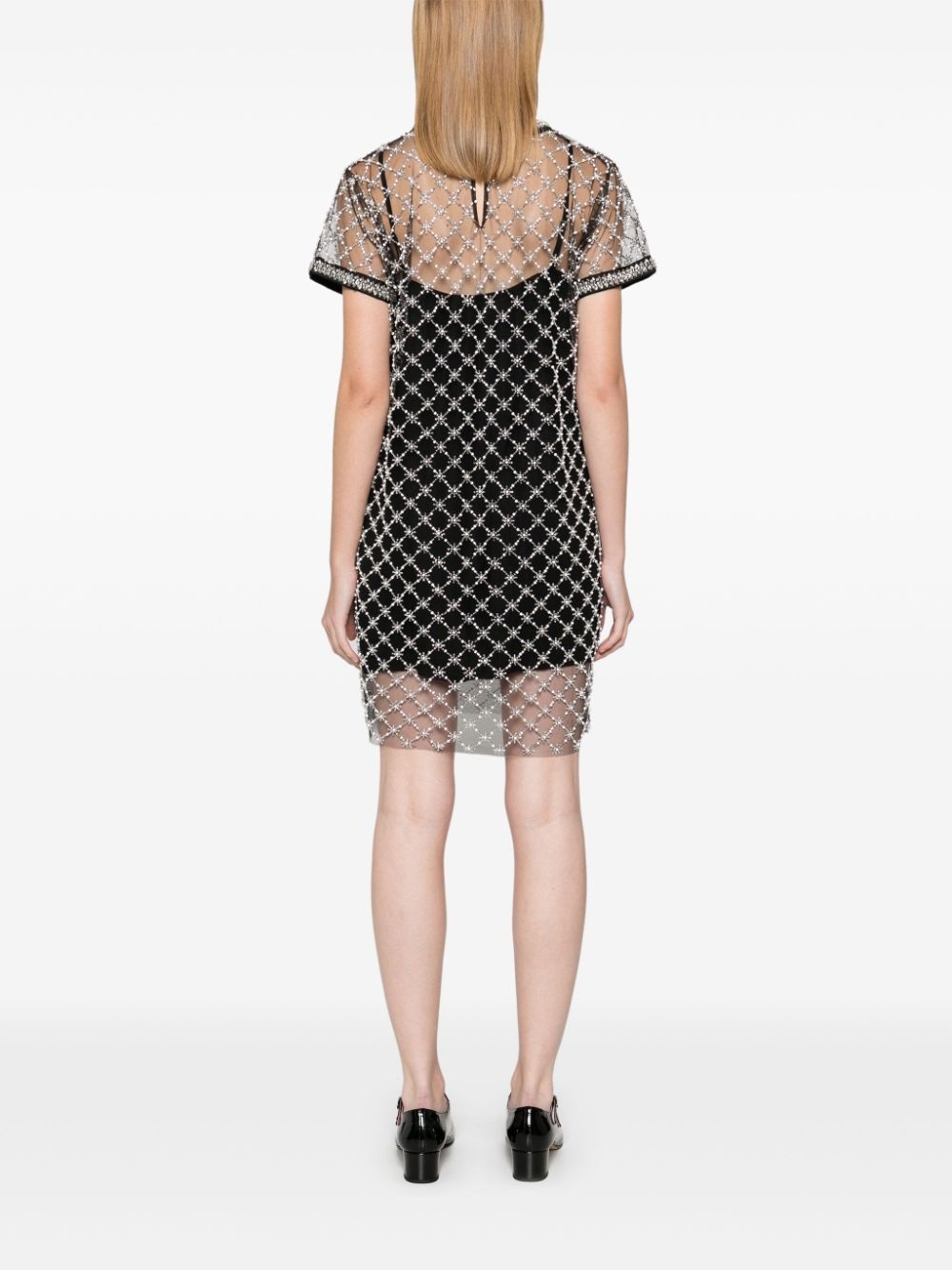 embroidered tulle mini dress - 4